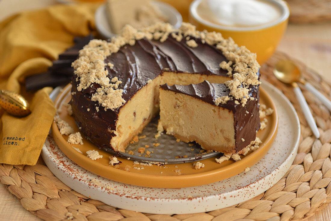 Käsekuchen mit Schokoladenglasur