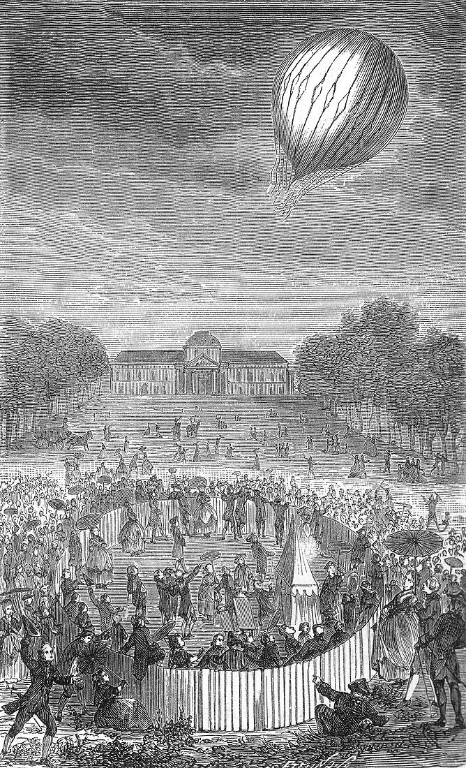 First Launch of Unmanned Hydrogen Balloon, 1783