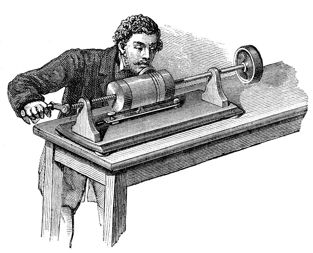 Recording Sound on Phonograph, 19th Century
