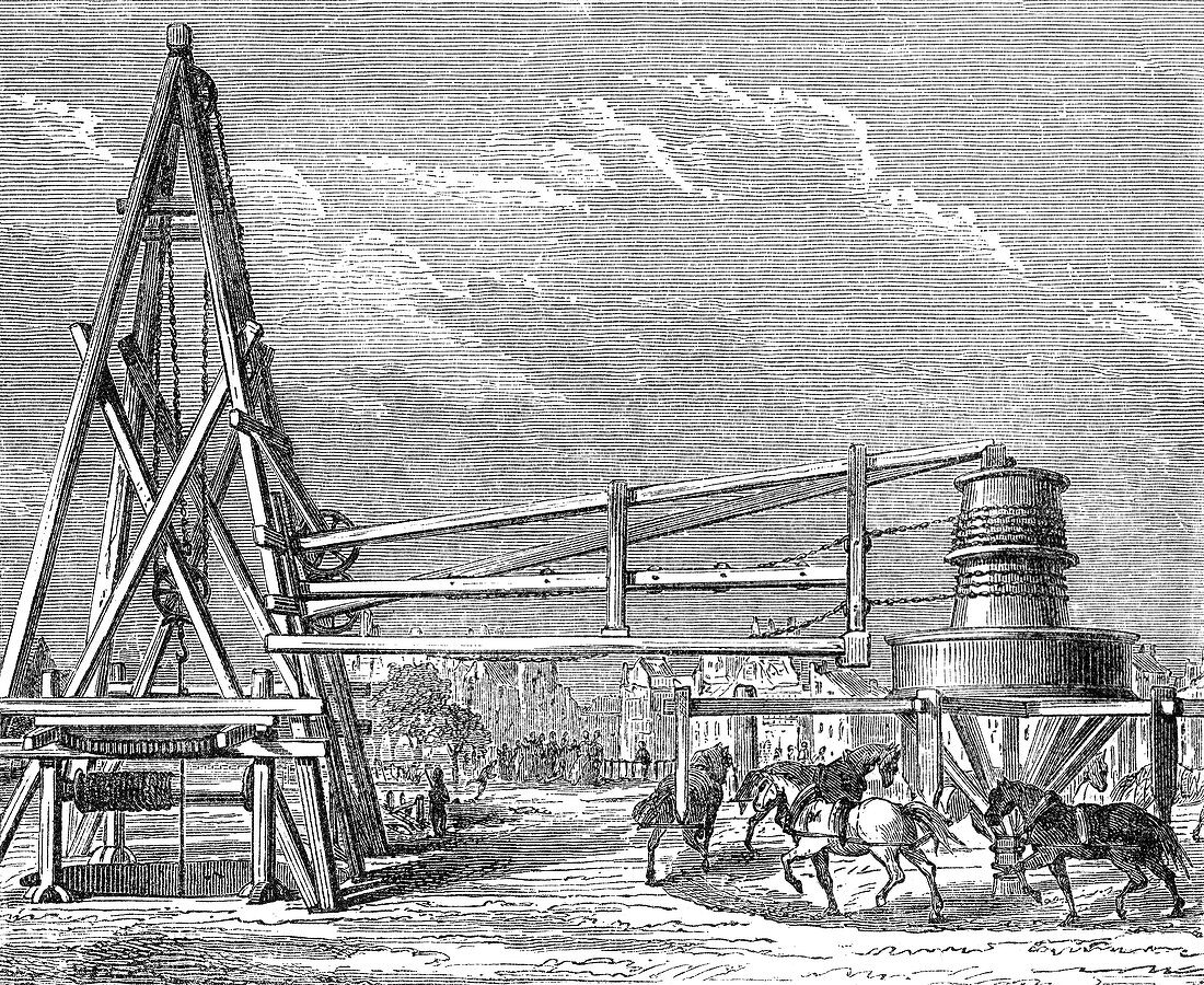 Digging Grenelle Artesian Well of Paris, 1830s