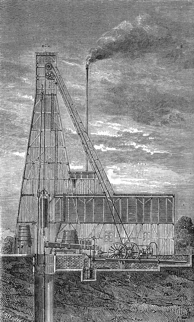 Drilling System for Passy Artesian Wells, 1850s