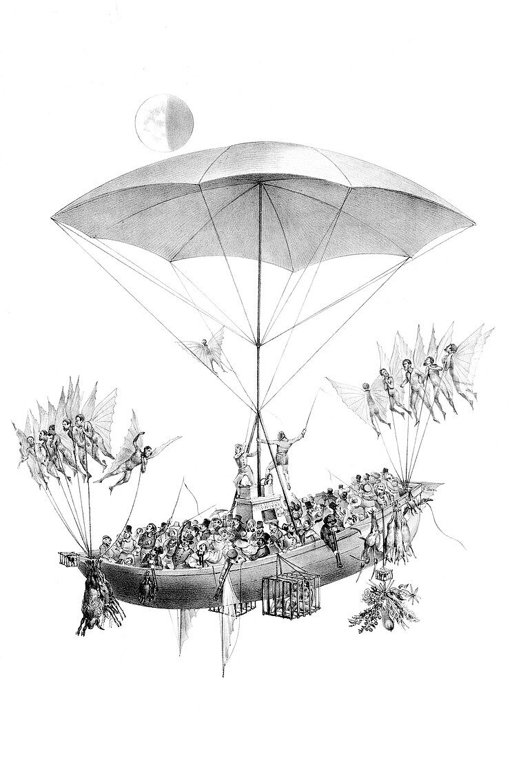 Flying Machine Returning from Moon, 1836