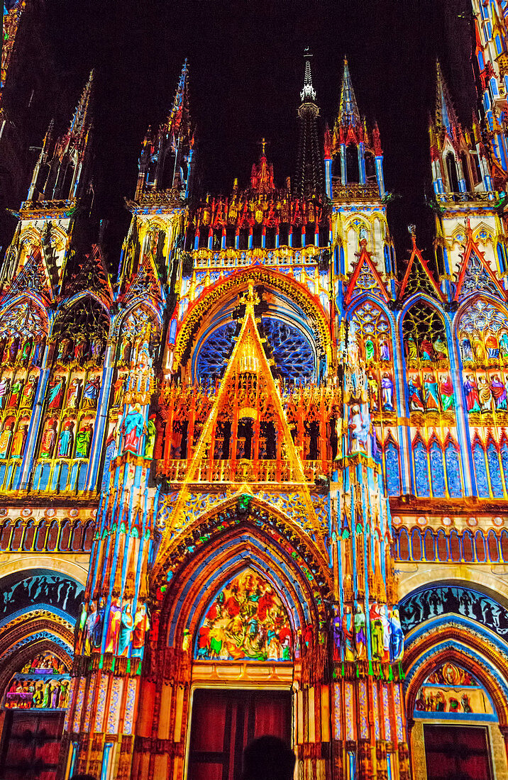 Rouen Cathedral light showl, Rouen, France