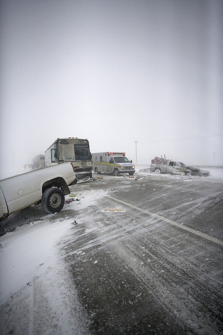 Icy Road Collision Scene