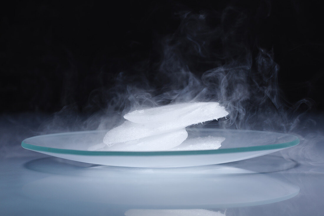 Dry ice sublimating
