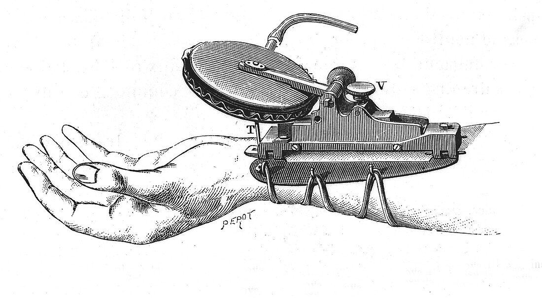 Engraving of Marey's Sphygmograph, 1861