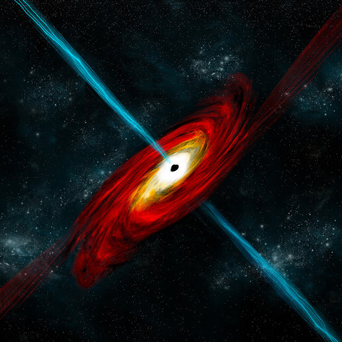 Black Hole Attracting Matter, Illustration