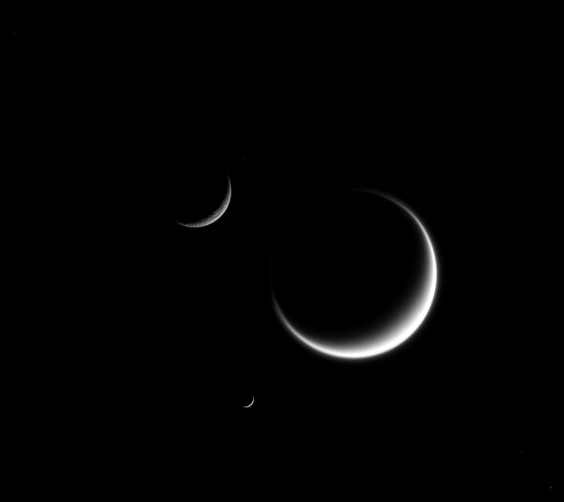 Saturn, Three Crescent Moons