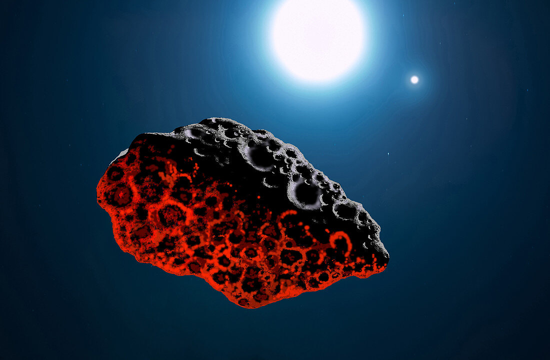 Binary Star and Asteroid, Illustration