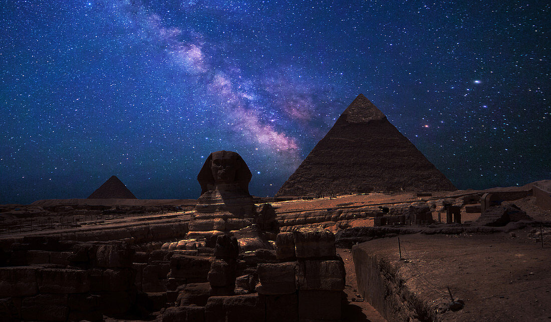 Great Sphinx Pyramid and Milky Way