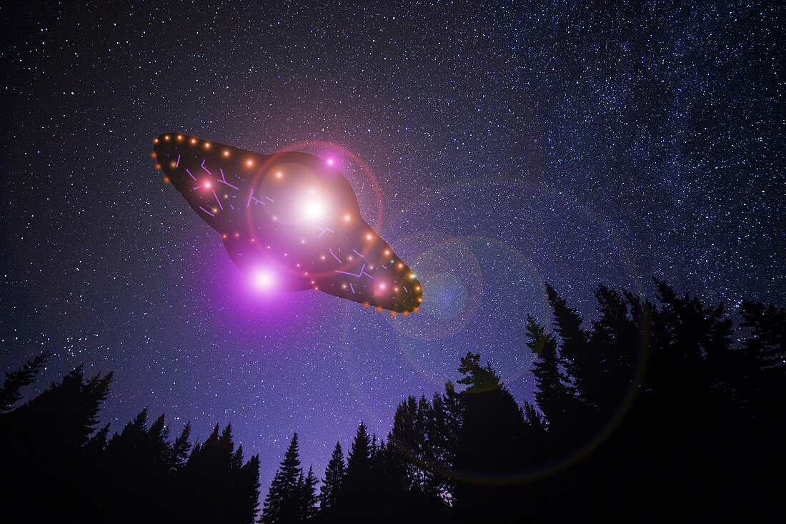 UFO and Forest at Night