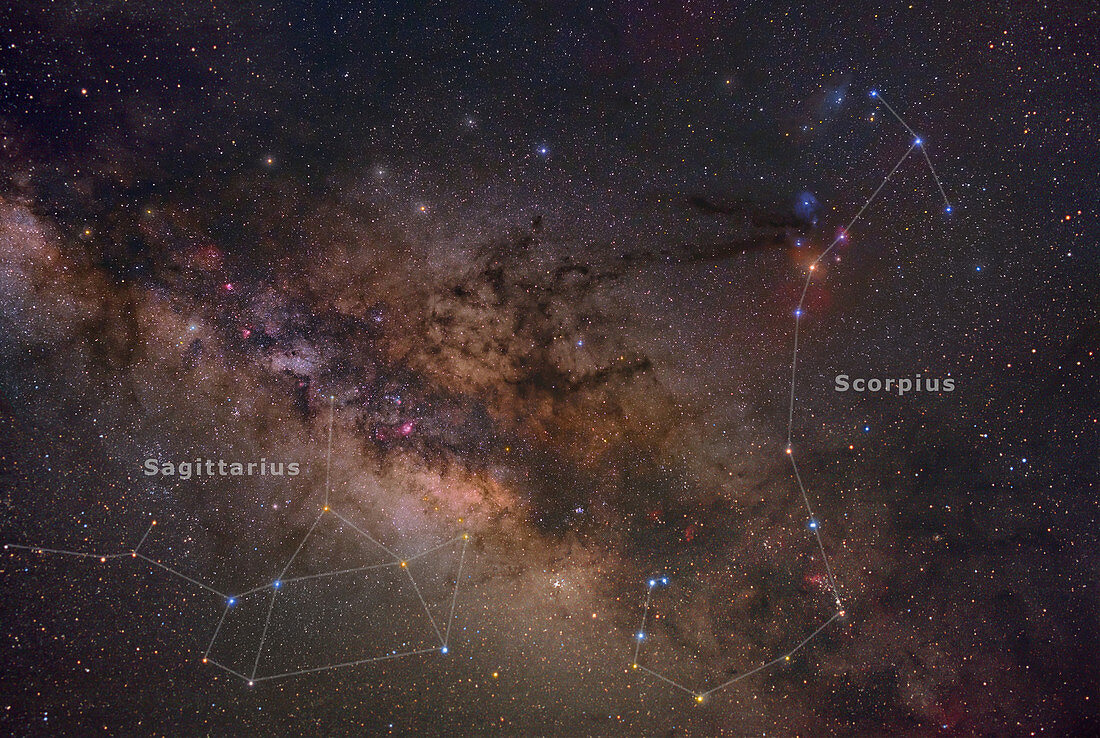 Sagittarius and other Constellations, Labeled