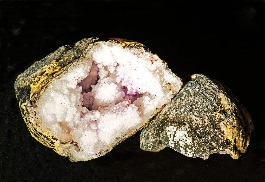 Geode Opened with Calcite and Quartz