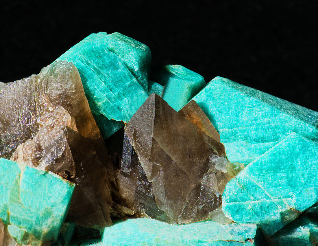 Amazonite with Smokey Quartz Crystal