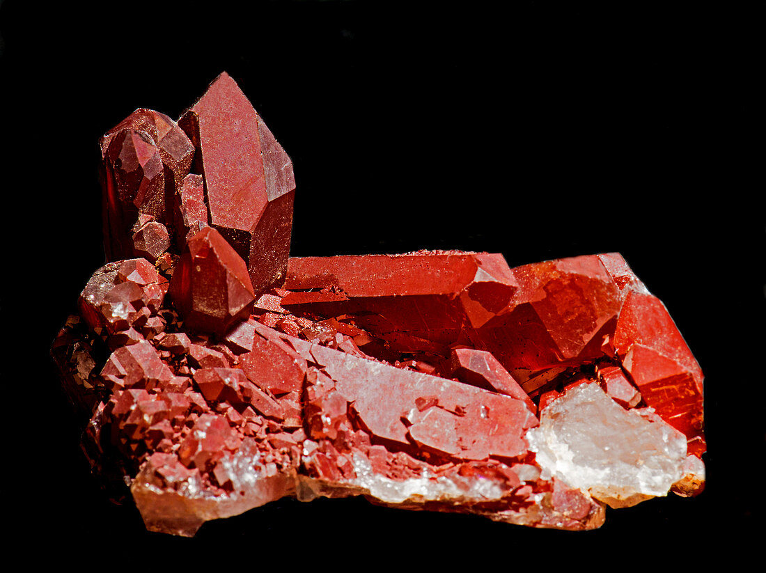Quartz Crystals with Hematite