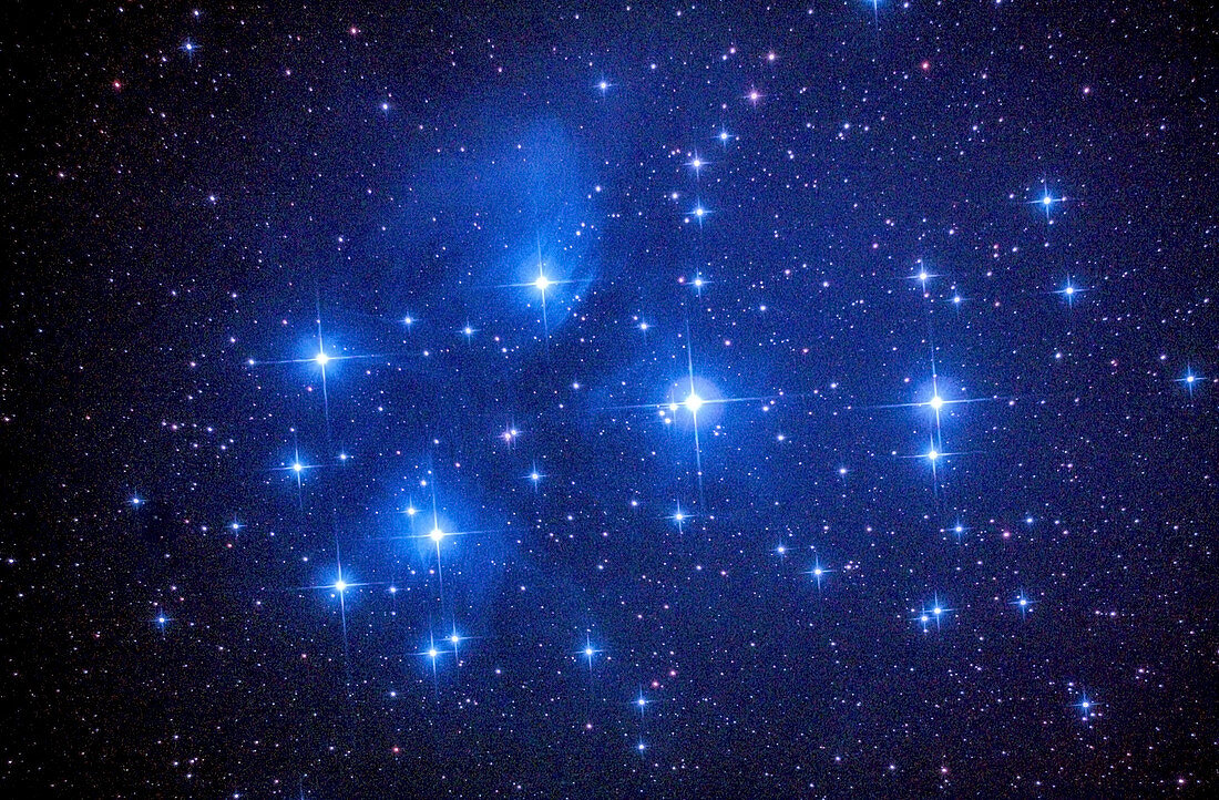 The Pleiades or Seven Sisters Cluster, M45