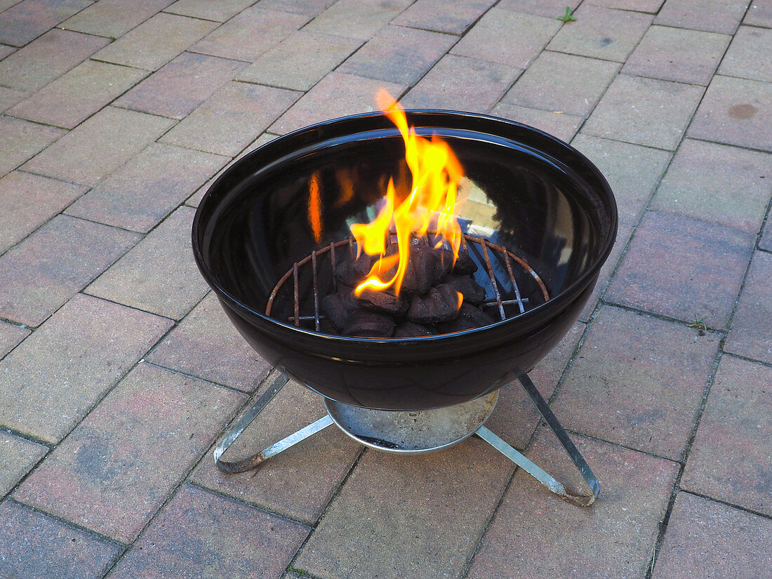 Burning Charcoal in a Barbecue Grill, 3 of 4
