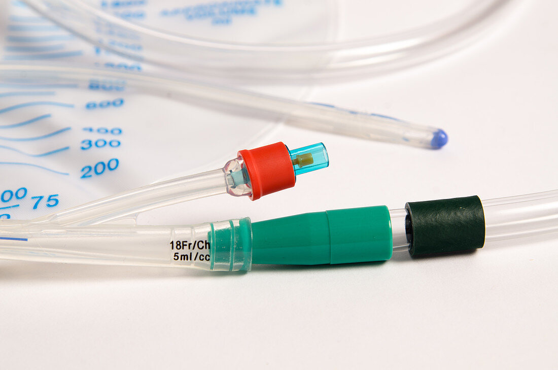 Foley Catheter Attached to Urine Collection Bag