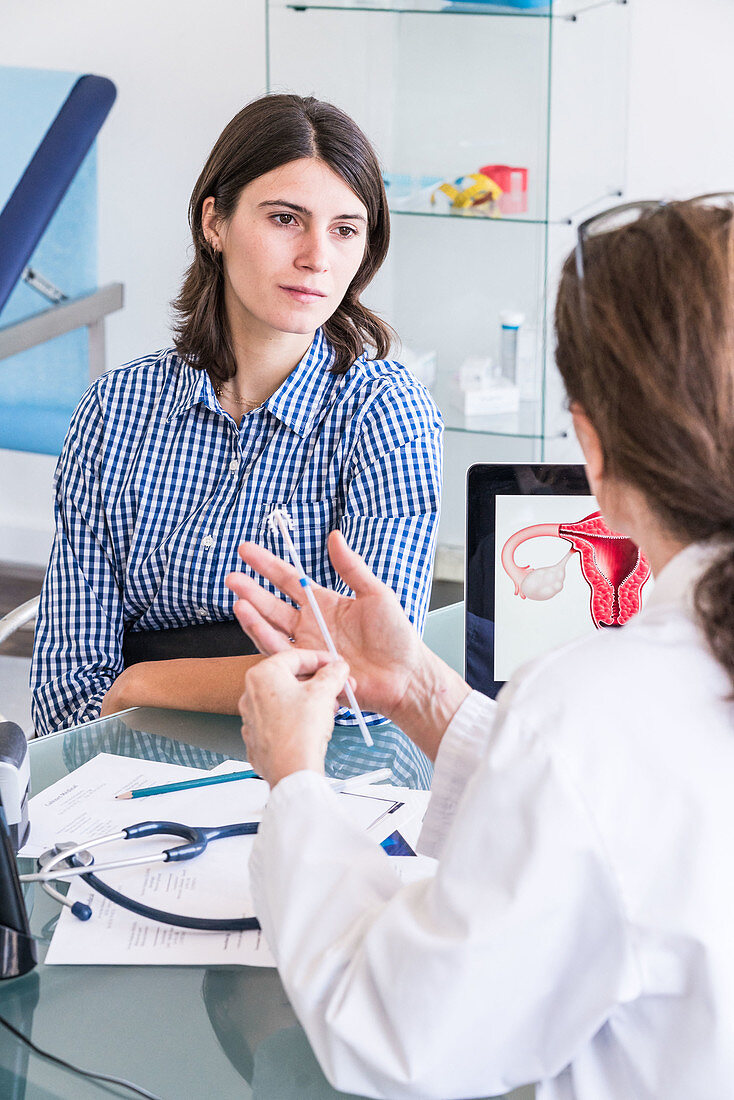 Doctor discussing intrauterine device with a woman