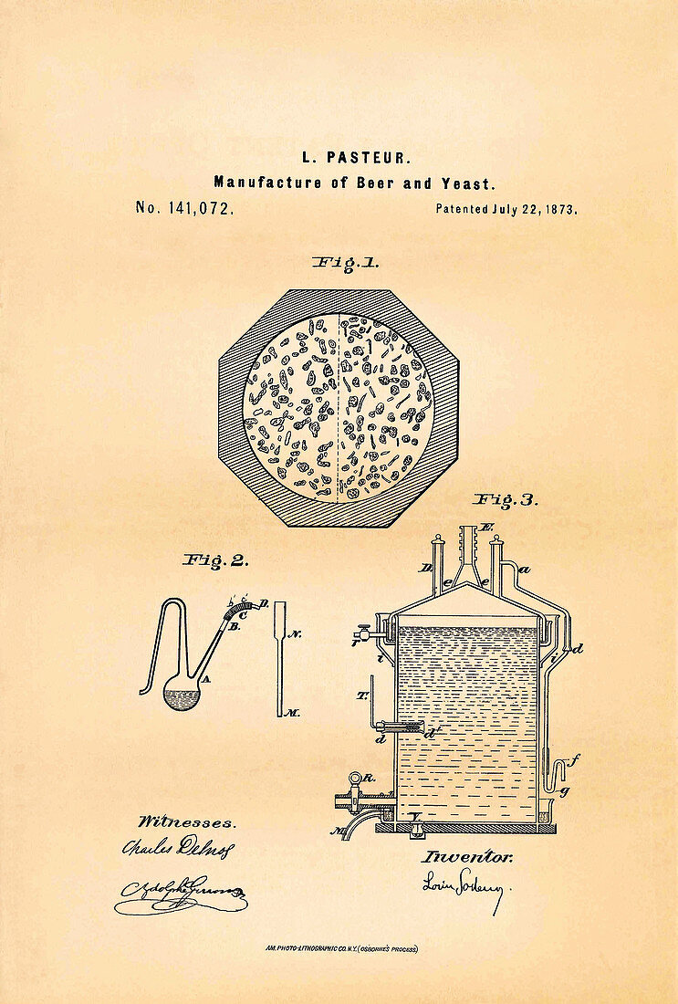 Pasteur's beer fermentation patent, 1873