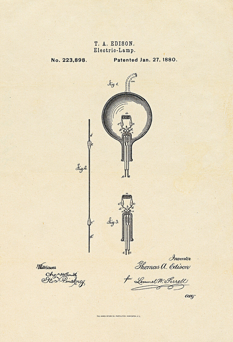 Edison's light bulb patent, 1880