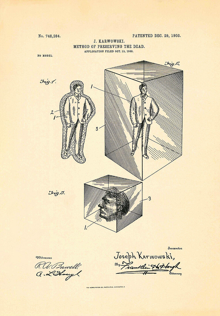 Corpse preservation patent, 1903