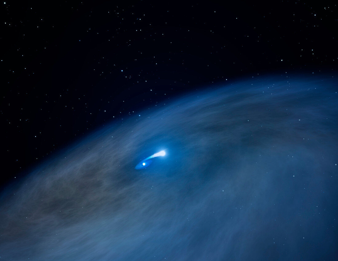 Wolf-Rayet star with accretion disk, illustration