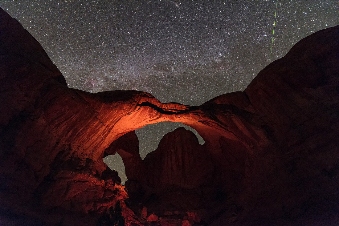 Meteor over Arches National Park, USA