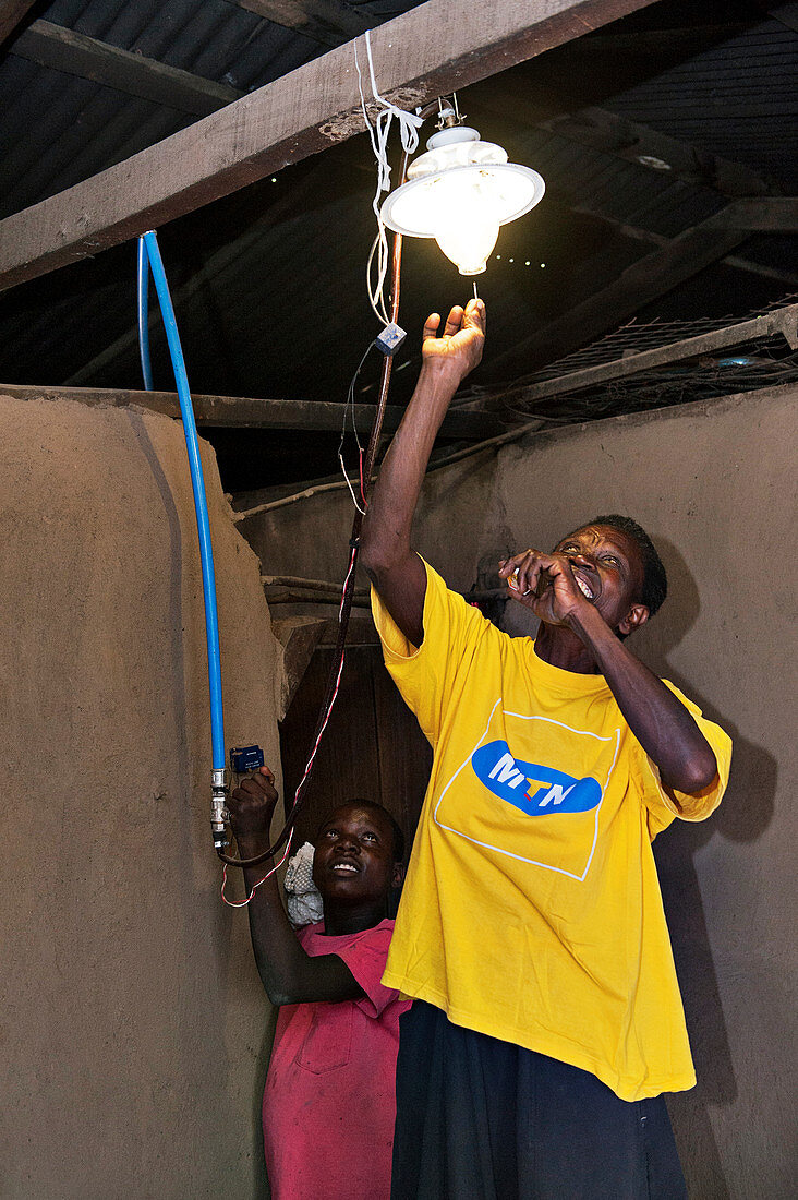 Methane powered light, Uganda