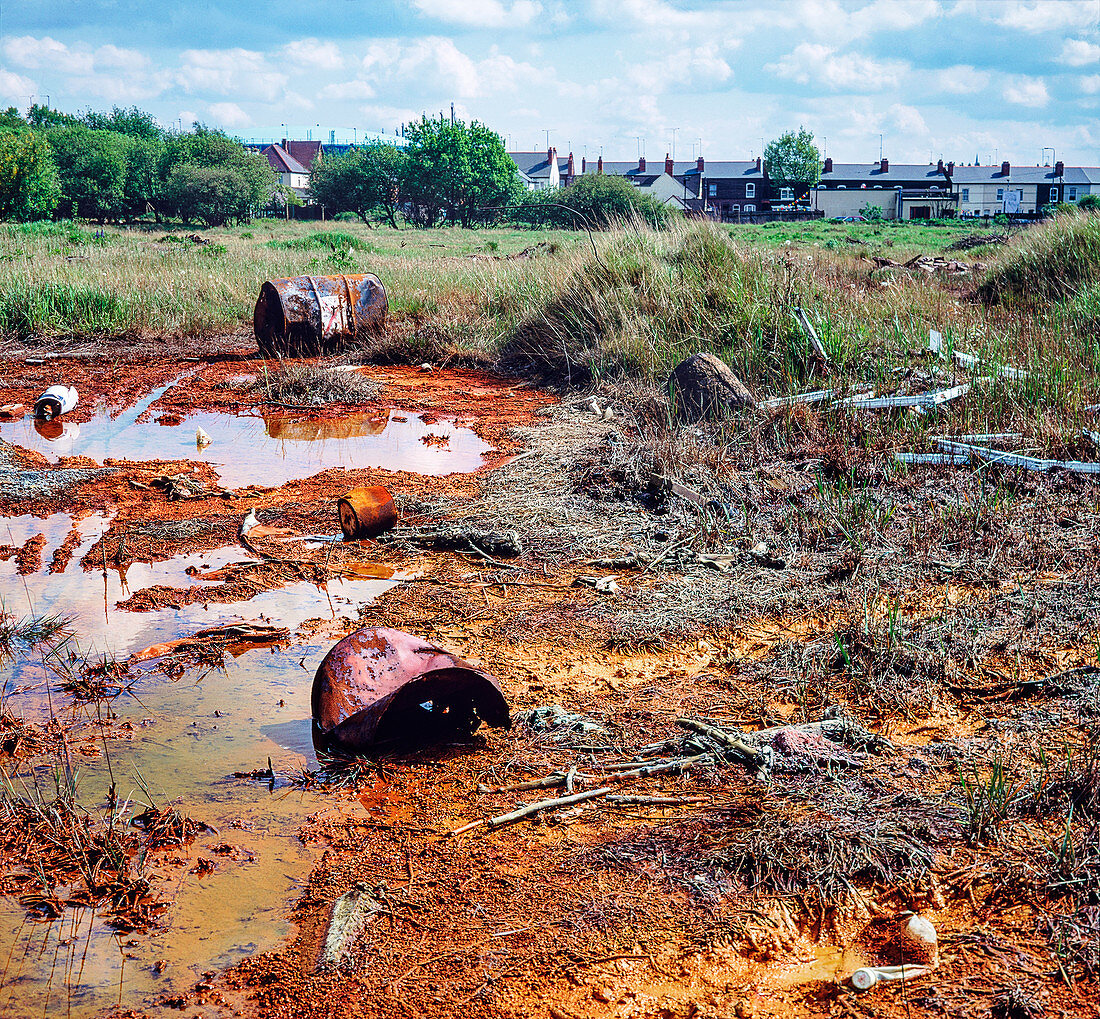 Toxic land pollution, Walsall, West Midlands, UK
