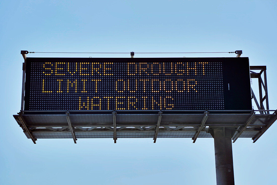 Extreme drought warning sign, California, USA