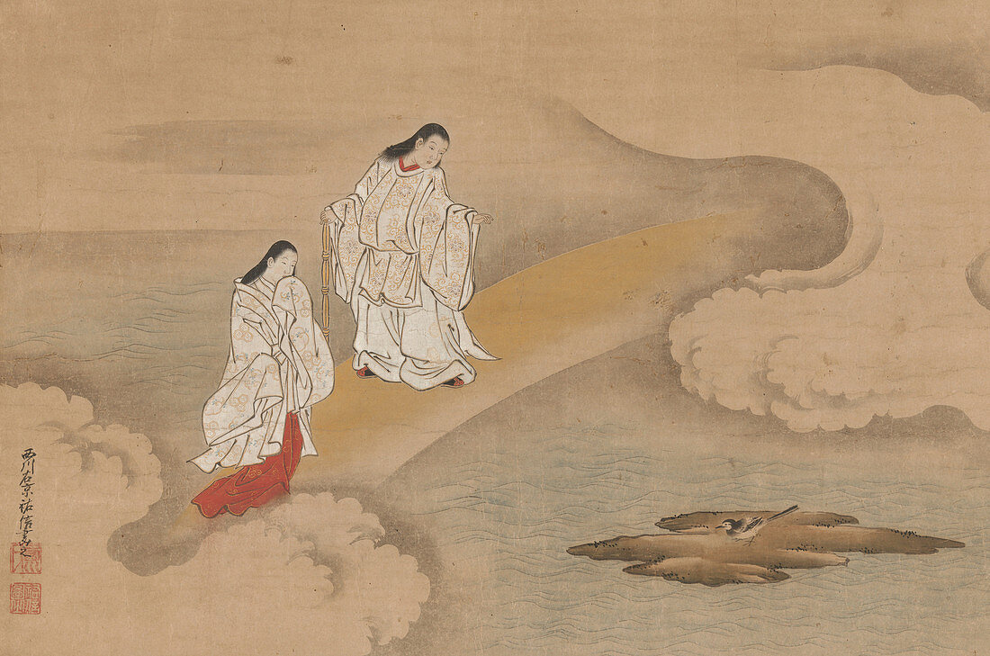 Japanese gods of creation, 18th century illustration