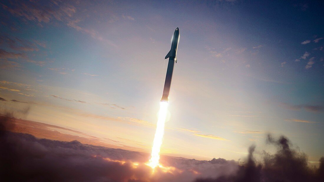 Big Falcon Rocket in flight, artwork