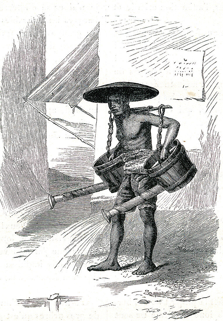 Road worker in Java, 1860s
