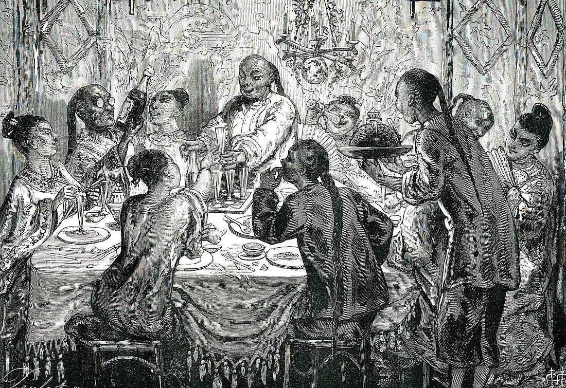 Chinese dining in Macau, 1860s