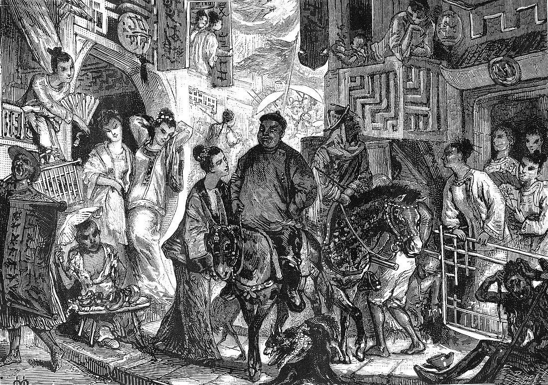 Street scene in Canton, 1860s