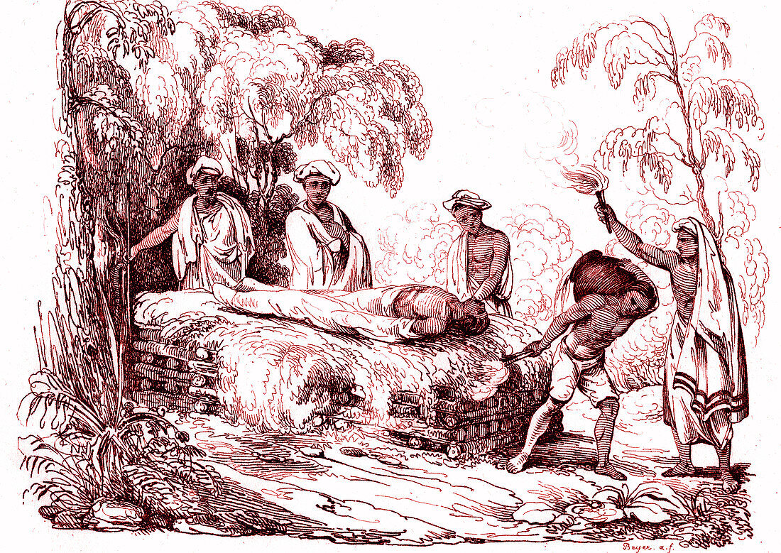 Hindu cremation ceremony, 18th century