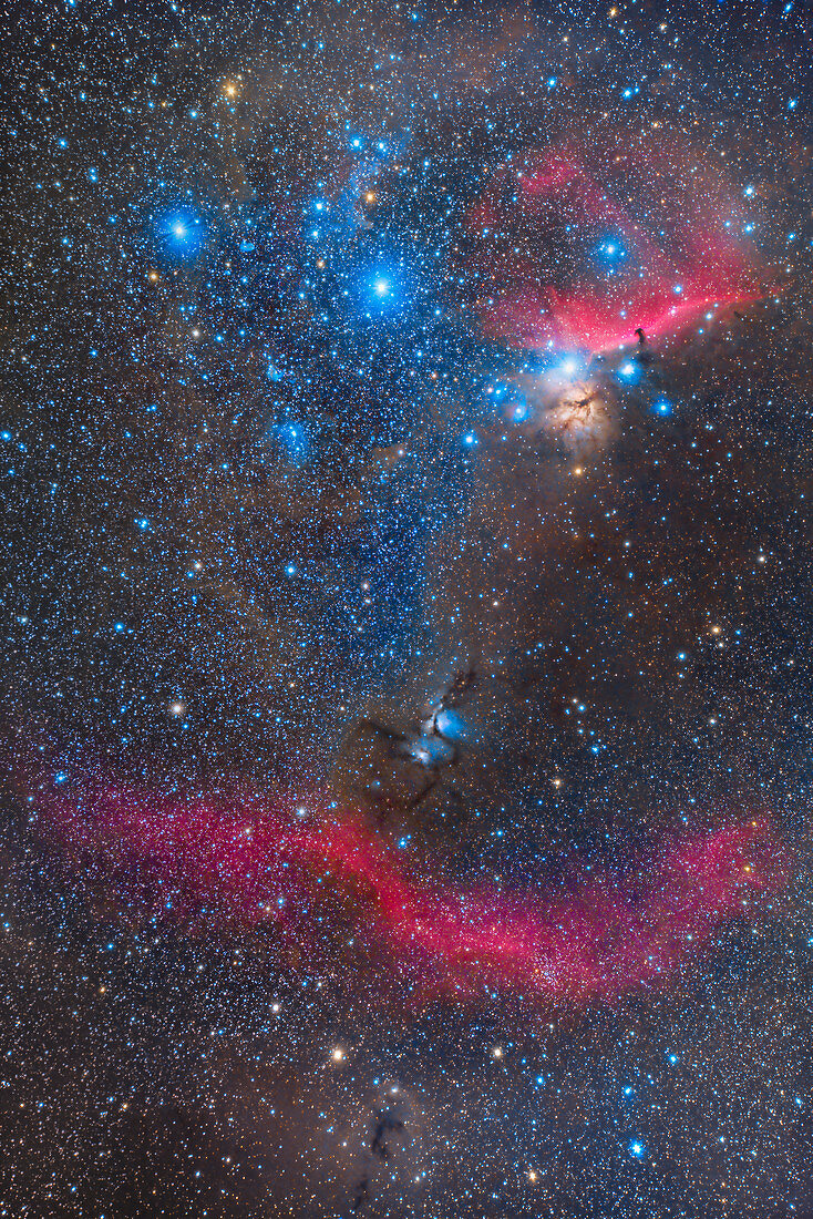 Orion's Belt and nebulae, optical image