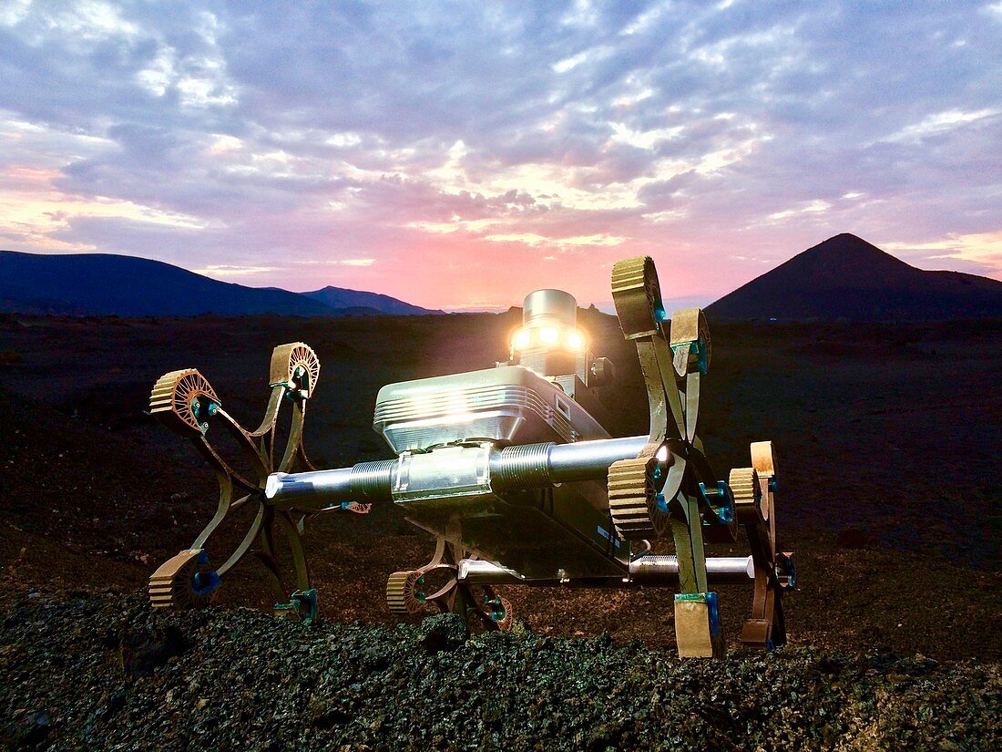 Lunar rover testing in volcanic landscape