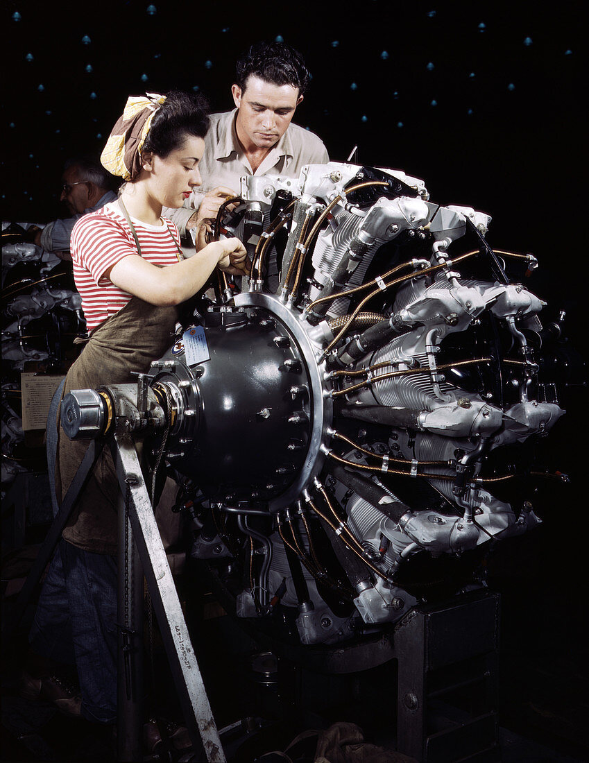 WWII, Mechanic Training, Airplane Factory, 1942