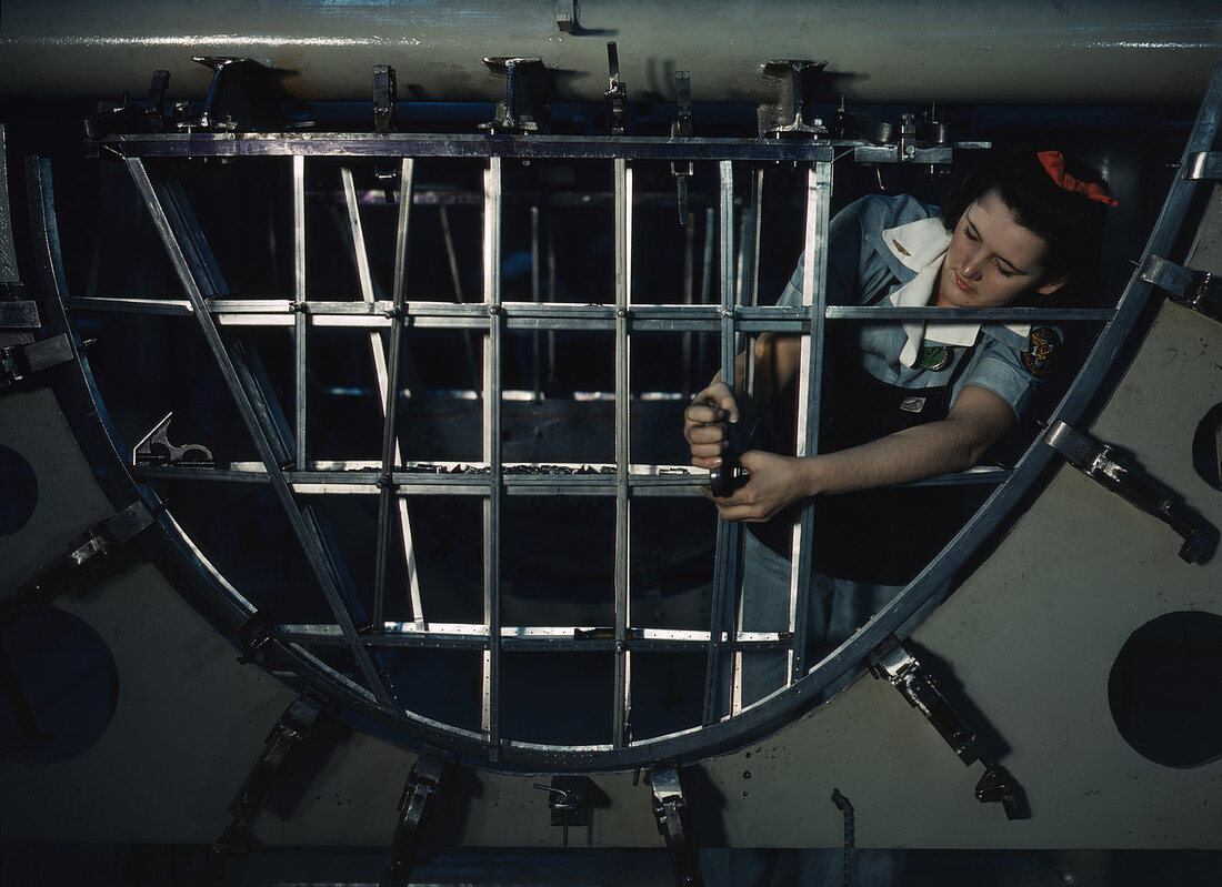 WWII, Female Mechanic, Airplane Factory, 1942