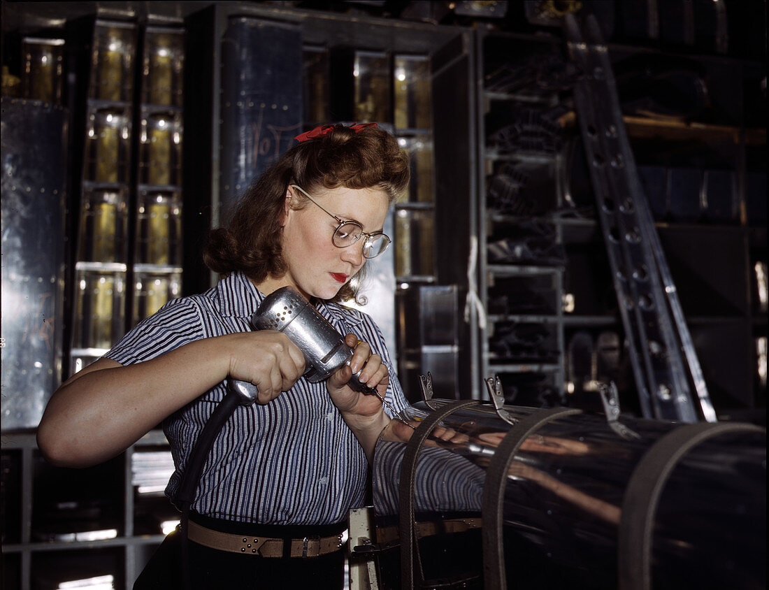 WWII, Woman Worker, Airplane Factory, 1942