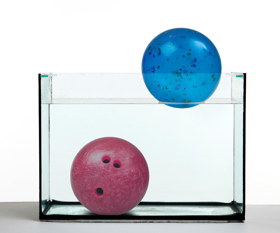Plastic Ball and Bowling Ball in Water