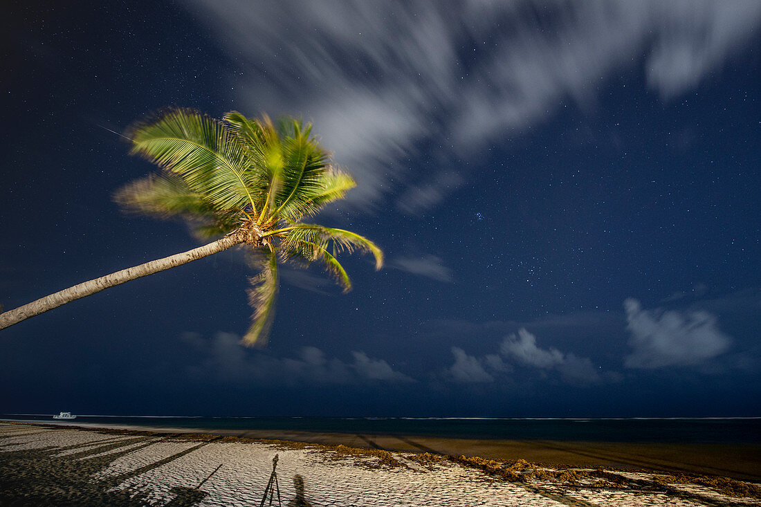 Clouds at night over a tropical beach