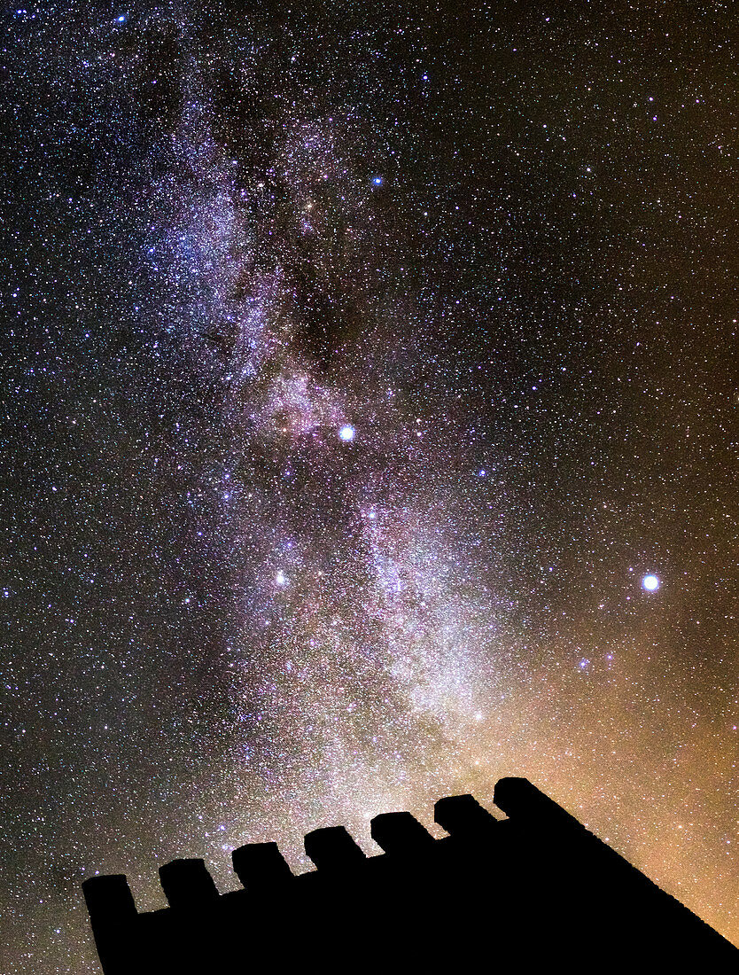 Milky Way over Noudar Castle