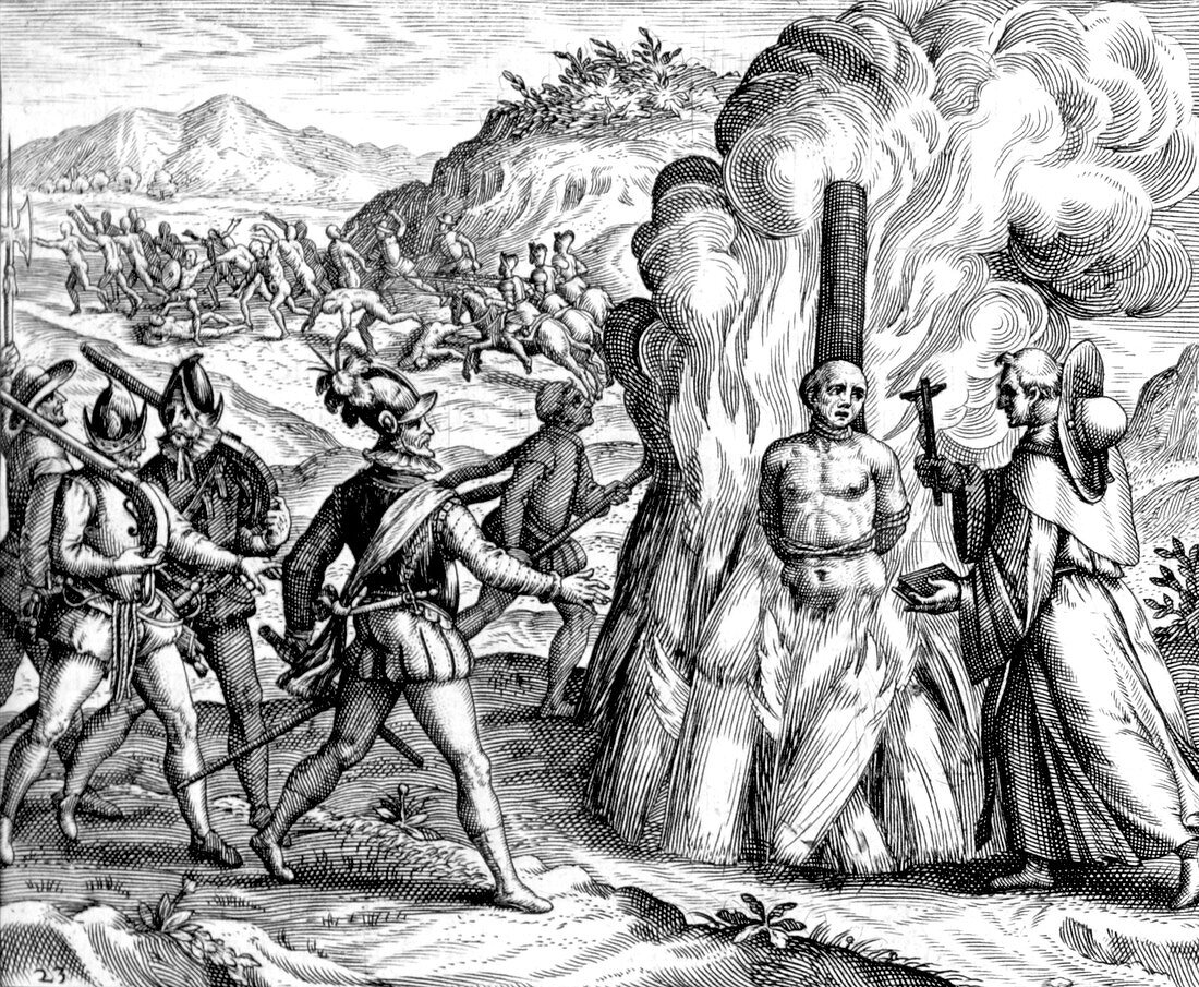 Spanish Persecution, Hatuey Burned at Stake, 16th Century