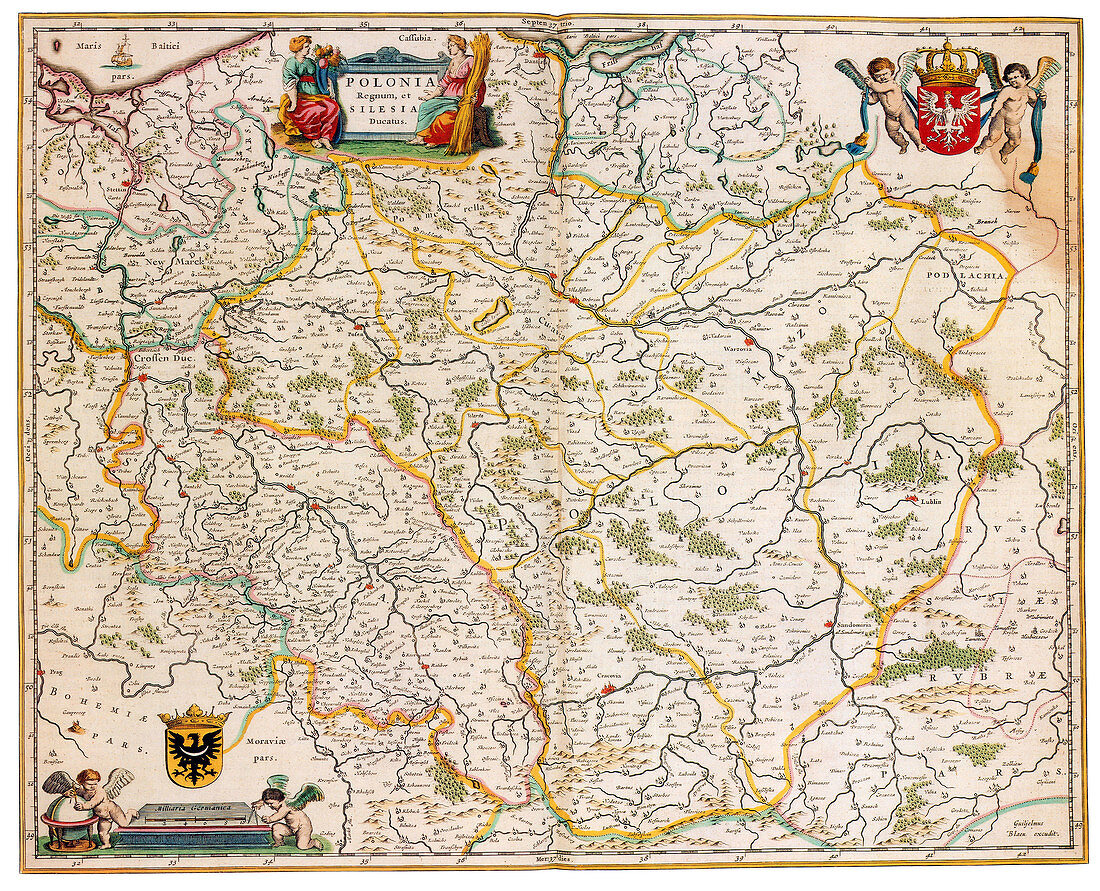 Joan Blaeu, Poland Map, 17th Century