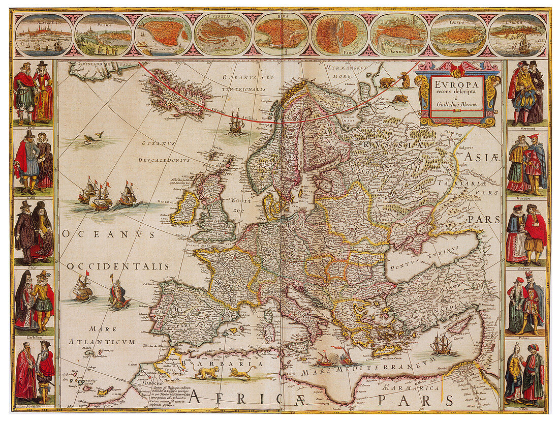 Joan Blaeu, Map of Europe, 17th Century