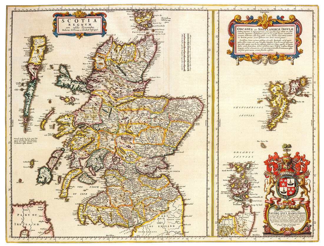Joan Blaeu, Scotland Map, 17th Century