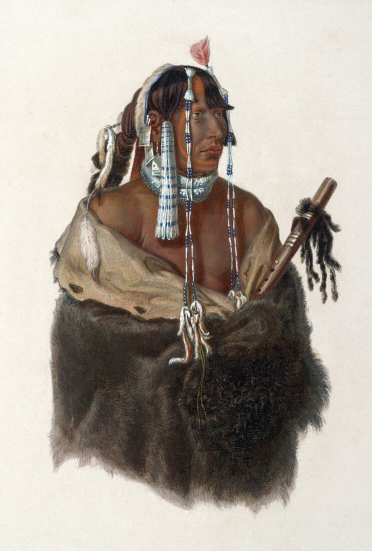 Native American Mandan Indian Warrior, 1830s